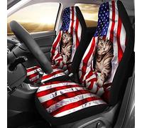 Coprisedile Auto American Flag USA Cat Copri Sedili per Autos Universale Coprisedilis per Secchio Anteriore Impermeabile Coprisedili Anteriori per Autos per Camion Automoive SUV 52X138 CM