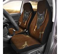 Coprisedile Auto Cat Black Crack Jacket in Brown Leather Coprisedili Auto Universale Copri Sedili per Autos Novelty Coprisedili Anteriori per Autos per Berlina SUV Furgoni 52X138 CM