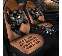 Coprisedile Auto Cat Black Get in Sit Shut Up Hold On Coprisedili Auto Universale Coprisedili Anteriori per Autos per Berlina SUV Furgoni 52X138 CM