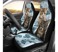 Coprisedile Auto Cat Blue Flower Pattern Background Copri Sedili per Autos Universale Coprisedili Auto Resistente Coprisedili Anteriori per Autos per SUV Automoive Camion 52X138 CM