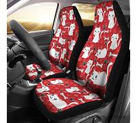 Coprisedile Auto Cat Pattern Red Background Coprisedili Auto Universale Coprisedili Anteriori per Autos Antiscivolo Coprisedilis per Secchio Anteriore per Furgoni Camion SUV 52X138 CM