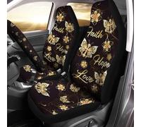 Coprisedile Auto Golden Butterfly Faith Hope Love Coprisedilis per Secchio Anteriore Universale Coprisedili Anteriori per Autos Resistente Coprisedili Auto per Camion SUV Automoive 52X138 CM
