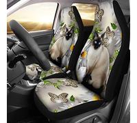 Coprisedile Auto Siamese Cat Flower Butterfly Copri Sedili per Autos Universale Coprisedilis per Secchio Anteriore Resistente Coprisedili Auto per SUV Camion Berlina 52X138 CM