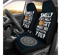 Coprisedile Auto Smelly Cat Copri Sedili per Autos Universale Coprisedili Anteriori per Autos Traspirante Coprisedilis per Secchio Anteriore per Berlina SUV Furgoni 52X138 CM