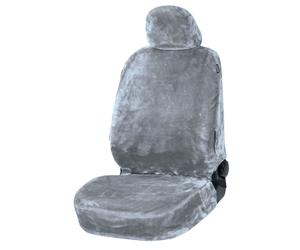 Coprisedile auto Teddy in pelliccia sintetica, protezione per sedile singolo, rivestimento in pelliccia sintetica argento, 1 pezzo