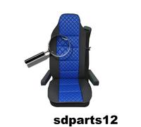Coprisedile Camion Nero Similpelle Blu Trapuntata Universale Camper Van Singolo