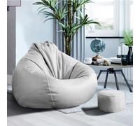 Coprisedile for pouf for adulti (senza imbottitura), divano imbottito in similpelle for camera da letto, poltrona impermeabile alla moda, for interni soggiorno seduta da pavimento(Oyster White,XL)