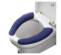 Coprisedile for WC Riutilizzabile, 2 Pezzi, in Flanella Calda, Adesivo for WC, Coprisedile Lavabile, Scaldabagno, Cuscino for Bagno(Small Dark Blue)