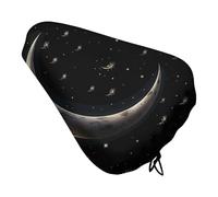 Coprisedile per bici con luna crescente su sfondo nero, per uomini e donne, impermeabile e antipolvere, cuscino con coulisse, coprisella regolabile per bicicletta o protezione da pioggia e sole