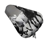Coprisedile per bici da corsa con cavalli bianchi e neri, impermeabile, con coulisse, per pioggia, neve, polvere, per mountain bike, bici da strada