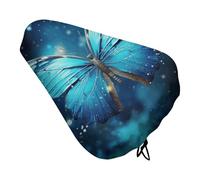Coprisedile per bicicletta con farfalle blu stellate, morbido e imbottito, per uomo e donna, comodo, impermeabile, con coulisse, per mountain bike