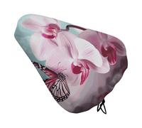 Coprisedile per bicicletta con fiori di orchidea e farfalle, morbido imbottito, per uomo e donna, comodo, impermeabile, per bici da strada con coulisse, cuscino di ricambio per mountain B
