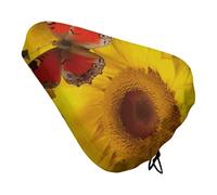 Coprisedile per bicicletta con girasoli gialli con farfalla rossa, extra morbido e confortevole, protezione per sedili da pioggia, protezione solare e antipolvere, per mountain bike da città