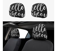 Coprisedile per poggiatesta auto traspirante e morbido con ricamo personalizzato Hello Gorgeous White Script, 2 pezzi, accessori auto