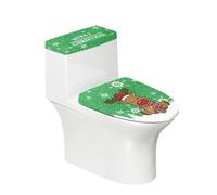 Coprisedile per WC Cerva Di Natale Verde Copertura Serbatoio WC Elastico Poliestere Lavabile Facile da Installare Antisdrucciolo Copriwater Universali Decorazione Bagno (2 pezzi)
