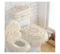 Coprisedile per WC, Cuscino for sedile WC, set da 3 pezzi Set di copriwater for Copriwater e copriserbatoi con fiori in pizzo Cuscini for cuscini for Coperchio for serbatoio(Orange Red)