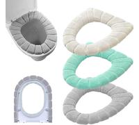Coprisedile per WC, spesso, caldo, morbido, elastico, lavabile, 3 pezzi 3pcs(random Color)