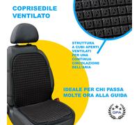 COPRISEDILE SCHIENALE VENTILATO UNIVERSALE ANTISUDORE COMFORT DI GUIDA NERO