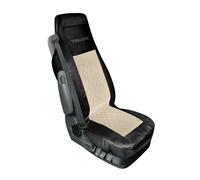 Coprisedile singolo in similpelle e suede trapuntato nero/beige per camion