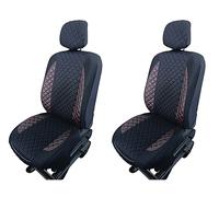 Coprisedili anteriori 1+1 per Ford Transit MK8 2015 + fili rossi velluto nero