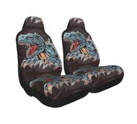 Coprisedili Anteriori Auto Rex Furious Open Your Mouth Wide Dinosaur Set di 2 Copri Sedile Anteriore Lavabile Coprisedili Auto Anteriore per SUV Sportivo Auto 52X138Cm
