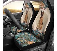 Coprisedili Anteriori Auto Shepherd German Dog Mandala Style Set di 2 Copri Sedile Protettivi Universali Protezione Sedili Auto per Guidatore Auto Camion 52X138Cm