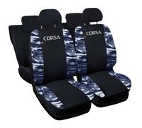 COPRISEDILI AUTO COMPATIBILE CON CORSA FODERE BICOLORE NERO MIMETICO BLU