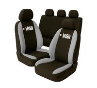 Coprisedili auto compatibili per Grande Punto, 3 e 5 porte, Made in Italy, set copri sedili per anteriori e posteriori, personalizzata con logo ricamato (Versione 5 Porte, Nero/Grigio Chiaro)