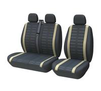 Coprisedili Auto Coprisedili universali a strisce 3D adatti alla maggior parte dei camion 2+1 per sedile singolo del conducente e passeggero Copri Sedile(Beige)