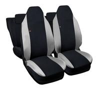 Lupex Shop Coprisedili auto compatibili con Smart ForFour, Made in Italy, tessuto poliestere, set sedili completi anteriori e posteriori (Nero - Grigio Chiaro) SL