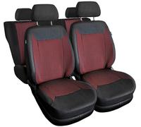 Coprisedili Auto Fodere Jacquard Nero/Rosso Set Completo per Skoda Rapid