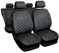 Coprisedili Auto Similpelle Nero Cuciture Argento Fodere Complete per VW Fox
