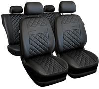 Coprisedili Auto Similpelle Nero Cuciture Nero Fodere Complete per VW Fox