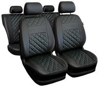 Coprisedili Auto Similpelle Nero Cuciture Verde Fodere Complete per VW Fox