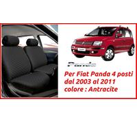 CORA 000129311 Serie completa coprisedili personalizzati Fiat Panda 03> 4 posti post. intero tess. cotone trapuntato antracite