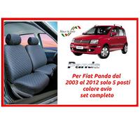 CORA 000129331 Serie Completa coprisedili Personalizzati Fiat Panda 03> 5 posti Post. Intero Tess. Cotone Trapuntato Antracite