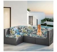 Coprisedili for mobili, copridivano elasticizzato for esterni, copridivano idrorepellente for 1/2/3 posti, copridivano elastico di ricambio for panche da giardino, mobili in rattan, patio(Leaves,1-Sea