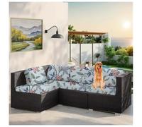 Coprisedili for mobili, copridivano elasticizzato for esterni, copridivano idrorepellente for 1/2/3 posti, copridivano elastico di ricambio for panche da giardino, mobili in rattan, patio(Flowers,3-Se