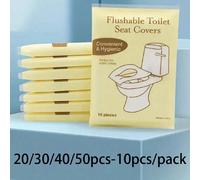 Coprisedili igienici monouso per WC - Protettore di sedile idrosolubile e portatile, Cuscinetti igienici per WC monouso con carta solubile, Tappetino per WC pieghevole e leggero, Adatto per aereo, cam