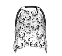 Coprisedili per auto con bulldog francese con stampa a cuore, copertura traspirante per allattamento, copertura per passeggino, baldacchino multiuso per seggiolino auto, accessori essenziali per