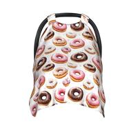 Coprisedili per auto con stampa a ciambella rosa, copertura traspirante per allattamento al seno, copri passeggino, baldacchino multiuso per seggiolino auto, accessori essenziali per neonati