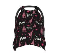 Coprisedili per auto con stampa a forma di cuore Eiffel, traspirante, copertura per allattamento al seno, copertura per passeggino, baldacchino multiuso per seggiolino auto, accessori essenziali per