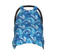 Coprisedili per auto con stampa delfino blu oceano, copertura traspirante per allattamento al seno, copertura per passeggino, baldacchino multiuso per seggiolino auto, accessori essenziali per neonati
