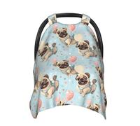 Coprisedili per auto con stampa di bulldog francese con palloncini a forma di cuore, copertura traspirante per allattamento al seno, copertura per passeggino, baldacchino multiuso per seggiolino auto