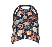 Coprisedili per auto con stampa di conchiglie nautiche e stelle marine, copertura traspirante per allattamento al seno, copertura per passeggino, baldacchino multiuso per seggiolino auto, accessori