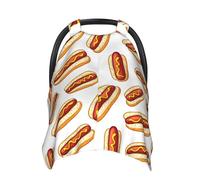 Coprisedili per auto con stampa di hot dog classico, copertura traspirante per allattamento al seno, coperture per passeggino, baldacchino multiuso per seggiolino auto, neonati