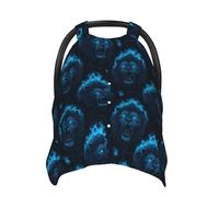 Coprisedili per auto con stampa di leone blu con fiamma, traspirante, copertura per allattamento al seno, copertura per passeggino, baldacchino multiuso per seggiolino auto, accessori essenziali per