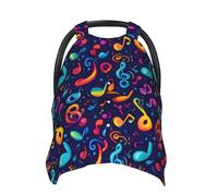 Coprisedili per auto con stampa di note musicali colorate, copertura traspirante per allattamento al seno, coperture per passeggino, baldacchino multiuso per seggiolino auto, accessori essenziali per