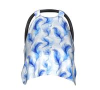 Coprisedili per auto con stampa di piume blu, copertura traspirante per allattamento al seno, copri passeggino, baldacchino multiuso per seggiolino auto, neonati