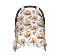 Coprisedili per auto con stampa di stelle marine, copertura traspirante per allattamento al seno, copertura per passeggino, baldacchino multiuso per seggiolino auto, accessori essenziali per neonati